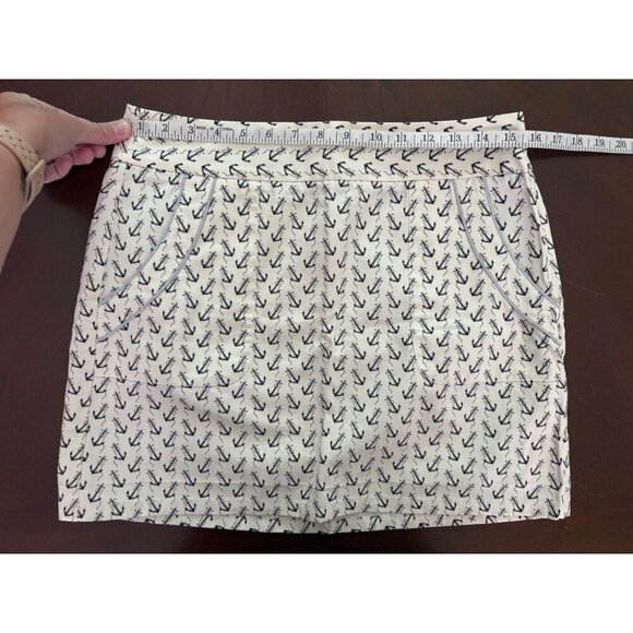 J. Crew Nautical Anchor Print Mini Skirt in White Size 8 Summer Resortwear - Picture 7 of 9